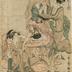 <i>7 Imaginary Chinese Creatures</i> (<i>shōjō</i>)<i> in a Drunken State</i> (<i>Shichi-nin shōjō zuburoku no zu</i> - 七人猩々酩酊之図) - left panel of a triptych