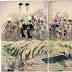<i>Mitate</i> of a daimyō procession [大名行列] along the bank of the Sumida River (隅田川) for cherry blossom viewing (花見)