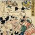 Hōjō Takatoki watching a dog fight (北條高時犬合戦之圖) - attributed to Kuniyoshi - right-hand panel of a diptych