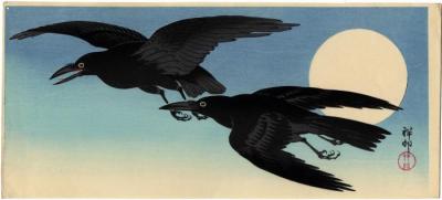 Crows in flight