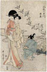 Mutsu Province (陸奥) from the series <i>Fashionable Six Jewel Rivers </i> (<i>Fūryū Mu Tamagawa</i> - 風流六玉川) - one panel of a hexaptych