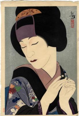 Kataoka Gadō no Miyuki [片岡我童のみゆき] - Kataoka Gadō IV as Miyuki in the play <i>Asagao nikki</i> 'The Tales of the Morning Glory' (<i>Shoutsushi Asagao Nikki</i>: 生写朝顔日記) - from 'Creative Prints by Kanpō, First Series'