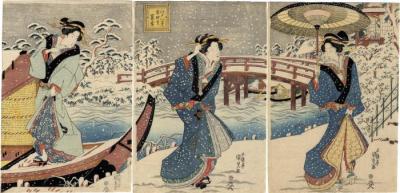 Twilight Snow at Mokuboji (<i>Mokuboji bosetsu</i>木母寺暮雪) from the series <i>Eight Views of Edo</i> (<i>Edo hakkei</i> - 江戸八景) 
