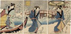 Twilight Snow at Mokuboji (<i>Mokuboji bosetsu</i>木母寺暮雪) from the series <i>Eight Views of Edo</i> (<i>Edo hakkei</i> - 江戸八景) 