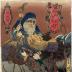 Chōryō rescuing a slipper from the Wei River for Kōsekikō, the 'Yellow Stone Elder' (漢黄石公), disguised as an insignificant old man, from the series <i>Kan-So Gundan</i> (漢楚軍談)