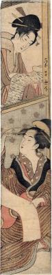 Two women reading a love letter - a parody of the Act 7 from the Chūshingura