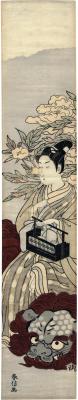 Young man, as the <i>bodhisattva</i> of wisdom, Monju [文殊], sitting astride his vehicle, a lion