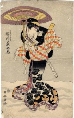 Segawa Kikunojō V (瀬川菊之丞) as the thief Hotei no Oichi  (布袋のお市) - left panel of a possible triptych
