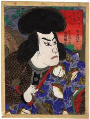 Ichikawa Danjūrō IX (?) probably as Tenjiku Tokubei wearing a robe decorated with toads