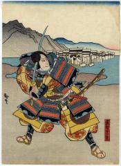 Takechi Mitsuhide [武智光秀} - left-hand panel of a diptych illustrating the <i>Taikōki</i>