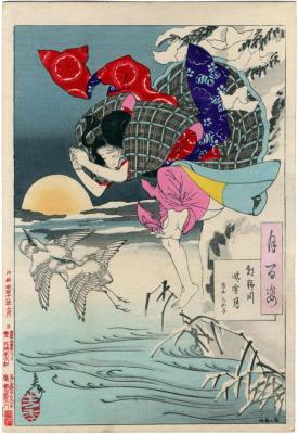 Moon of Pure Snow Asano - Chikako the Filial Daughter (<i>Asanogawa seisetsu no tsuki</i> - <i>Kōjo Chikako</i> [孝女ちか子]), from the series <i>100 Aspects of The Moon</i> (<i>Tsuki hyaku sugata</i> - 月百姿)