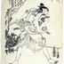 An actor, Ichikawa Ichizō III?, in the role of Nagoya Sanzaburō (名古屋山三郎) in key block or <i>tameshizuri-e</i> for the play <i>Keisei Toyama Zakura</i> (京成 富山 桜)
