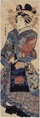 <i>Kakemono</i> of a courtesan on parade