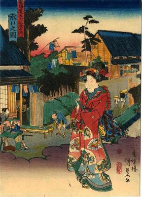 View of Minakuchi (<i>Minakuchi no zu</i>: 水口之図) from the series Fifty-three Stations of the Tōkaidō Road (<i>Tōkaidō gojūsan tsugi no uchi</i>: 東海道五十三次之内) 