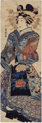 <i>Kakemono</i> of a courtesan on parade