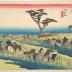 View of Chiryū (<i>Chiryū no zu</i>: 池鯉鮒ノ図) from the series Fifty-three Stations of the Tōkaidō Road (<i>Tōkaidō gojūsan tsugi no uchi</i>: 東海道五十三次之内) 
