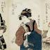 Bandō Mitsugorō III (坂東三津五郎) as Nuregami Chōgorō (濡髪長五郎) in the play <i>Futatsu-chōchō Kuruwa Nikki</i> - the right-hand panel of a three panel composition