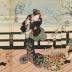 Mimasu Gennosuke I (三枡源之助) as Ikazuchi Tsurunosuke (雷鶴之助) - left panel of a triptych from the play 'Maples and Deer: The Long Sleeves of the Soga Brothers' (<i>Momiji ni shika furisode Soga</i> -紅葉鹿振袖曽我）