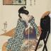 The Hour of the Rooster, Sixth Hour of Twilight (<i>Tori no koku, Kure muttsu</i>) - 5 to 7 PM, from the series <i>A Yoshiwara Clock</i> (<i>Yoshiwara tokei nihen - Mitate hakkei</i> - 吉原時計　酉ノ刻　暮六ツ) 