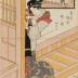 The Hour of the Rooster, Sixth Hour of Twilight (<i>Tori no koku, Kure muttsu</i>) - 5 to 7 PM, from the series <i>A Yoshiwara Clock</i> (<i>Yoshiwara tokei nihen - Mitate hakkei</i> - 吉原時計　酉ノ刻　暮六ツ) 