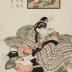 The Hour of the Rooster, Sixth Hour of Twilight (<i>Tori no koku, Kure muttsu</i>) - 5 to 7 PM, from the series <i>A Yoshiwara Clock</i> (<i>Yoshiwara tokei nihen - Mitate hakkei</i> - 吉原時計　酉ノ刻　暮六ツ) 