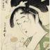 The courtesan Kasugano of the Sasaya (笹屋春日野) after a bath from the series <i>Contest of Beauties of the Pleasure Quarters</i> (<i>Kakuchū bijin kurabe</i> - 郭中美人競)