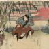 Ichikawa Ebijūrō I (市川鰕十郎) as Ukisu no Iwamatsu (うきすの岩松) on the right, Arashi Kitsusaburō II (嵐吉三郎) as the farmer Jūsaku (百姓十作) in the center,  Sawamura Kunitarō II (沢村國太郎) as Jūsaku's wife [<i>nyōbō</i>] Okinu (十作女房お絹) on the left in <i>Keisei kakehashi monogatari</i> (けいせい棧物語) 