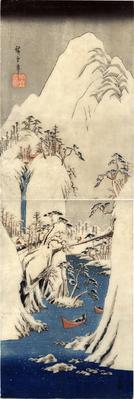 The Fuji River gorge in snow  (雪中富士川之図)