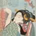 A beauty adjusting her makeup (化粧) from the series "Types of the Floating World Seen Through a Physiognomist's Glass" (<i>Ukiyo jinsei tengankiyō</i> - 浮世人精天眼鏡)