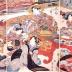 Parody of the Seven Gods of Good Fortune in the Pleasure Quarters (<i>Seirō mitate</i> - 青楼見立  [<i>Shichifukujin</i> - 七福神]) - left-hand panel of a triptych