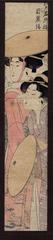 Two <i>bijin</i> on the pilgrimage to Meguro or <i>Meguro mode</i> (目黒詣) from the series <i>Edo Meisho asobi</i> (江戸名所遊)