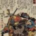 Okabe Rokuyata Tadazumi (岡部六弥太忠澄) in combat with Satsuma no Kami Tadanori (薩摩守忠度) near Ichinotani - <i>A Grappling Picture: Satsuma no Kami Tadanori and Okabe Rokuyata Tadazumi </i>[<i>Kumiuchi no zu satsuma kami tadanori okabe rokuyata tadazumi</i>]
