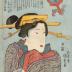 A beauty adjusting her makeup (化粧) from the series "Types of the Floating World Seen Through a Physiognomist's Glass" (<i>Ukiyo jinsei tengankiyō</i> - 浮世人精天眼鏡)