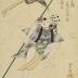 Nakamura Shikan I (中村芝翫) as a black man or <i>kuronbō</i> (黒んば) carrying a large piece of coral