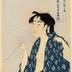Woman Exhaling Smoke from a Pipe (<i>Kiseru no kemuri o fuku onna</i>: 煙草の煙を吹く女) from the series <i>Ten Classes of Women’s Physiognomy</i> (Fujo ninsō juppon - 婦女人相十品)