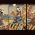 Left panel of a triptych of actors as the 7 Lucky Gods on a chrysanthemum treasure ship  for the <i>Kugatsu kikubune shichifukujin no zu</i> (九月菊舟七福神乃図): Segawa Senjo as Jurōjin and Nakamura Utaemon III as Hotei - from the series <i>Actors and the 12 Months</i> (<i>Sanjurokuban-tsuzuki yakusha junitsuki</i> 三十六ばん続役者十二つき)