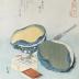Abalone, needlefish and peach blossoms from an untitled series known as the Large Fish  (<i>Uozukushi</i> [魚尽くし]) 