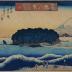 Night Rain at Ōyama (大山夜雨): View of the Summit above the former Fudō Temple (従前不動頂上之図) - from Eight Views of Famous Places (名所八景) - <i>Ōyama ya-u: Juzen Fudō chojo no kei - Meisho hakkei</i> - from the second edition