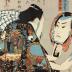 Kawarazaki Sanshō (河原崎三升) tweezing before his mirror - preparing for his role as the <i>otokodate</i> Banzui Chōbei [ばんずい長兵へ] 