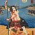 Ōkawa Hashizō I as Shirai Gonpachi from the suicide scene in the play <i>Ume tabiji gojusan eki</i> or '53 Stages of the Plum Tree Journey' 梅旅路五十三驛
