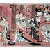 Picture of Fireworks at Ryōgoku Bridge (<i>Ryōgoku hanabi no zu</i> - 両 国花火之図) - lower half of a six panel composition