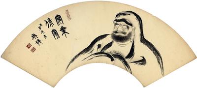 <i>Sumizuri-e</i> Daruma fan #2