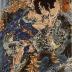 Keyamura Rokusuke (毛谷村六助) struggling with three kappa on a riverbank with another swimming in the river