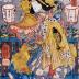 Performers who hit the bull's eye: Bandō Shūka I on the left as Miuraya Agemaki or <i>Agemaki of the Three Shores House</i> (三浦屋揚巻) and Ichikawa Danjūrō VIII on the right as Agemaki no Sukeroku (揚巻の助六) from the play <i>Sukeroku kuruwa no hanami doki</i> [助六廓の花見時]