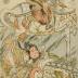 Chōryō rescuing a slipper from the Wei River for Kōsekikō, the 'Yellow Stone Elder' (漢黄石公), disguised as an insignificant old man, from the series <i>Kan-So Gundan</i> (漢楚軍談)