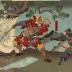 Akushichibyōe Kagekiyo (悪七兵衛景清) - Evening Bell at Tōdai-ji (<i>Tōdai-ji banshō</i> - 東大寺晩鐘)  from the series <i>Eight Views of Military Brilliance</i> (<i>Yōbu hakkei</i> - 燿武八景) 