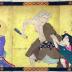 Onoe Kikugorō V (尾上菊五郎) as Hangan Yoshitsune (判官義経) on the left, Ichikawa Danjūrō IX (市川団十郎) as Musashibō Benkei (武蔵坊弁慶) in the middle, Ichikawa Sadanji I (市川左団次) as Togashi Saemon (富樫左衛門) on the right in one of <i>The 18 Kabuki Plays</i> (<i>Kabuki Jūhachiban</i> - 歌舞伎十八番之内) - <i>The Subscription List</i> (<i>Kanjinchō</i> - 勧進帳)