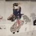 Triptych of three beauties on their way to an assignation - the Night Escort (<i>Yoru no okuri</i> 夜の送り) 