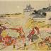 Nakamura Tsuruzō I [中村鶴蔵] as Sagisaka Bannai (鷺坂伴内) harassing the <i>koshimoto</i> Okaru (こし元おかる) performed by Iwai Kumesaburō III [岩井粂三郎] from the play <i>"Kanadehon Chūshingura"</i> ['Copybook of the Treasury of Loyal Retainers': 仮名手本忠臣蔵] - possible center panel of a triptych