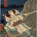 Ichikawa Kodanji IV (市川小団次) as  Kurotegumi no Sukeroku (黒手組ノ助六) - left panel of a diptych